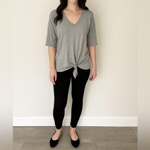 Express Women’s  Heather Gray V-Neck Tunic With Side Tie Size Small